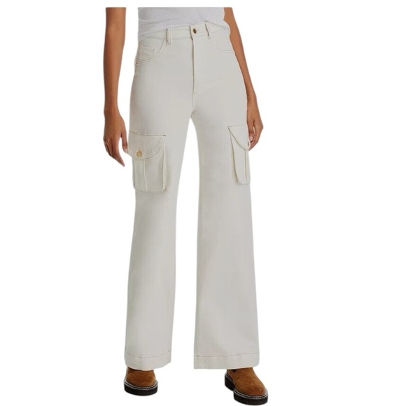 DL1961 Hepburn Wide Leg Vintage Eggshell Cargo High Waist Jeans Sz 29 - Picture 1 of 12